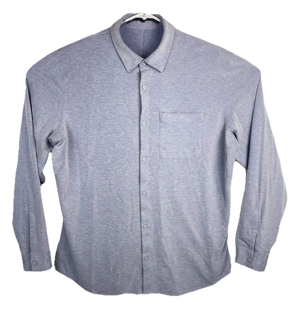 Lululemon Button Down Shirt Mens XL Blue Long Sleeve Performance